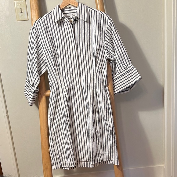 Madewell Dresses & Skirts - Madewell Black and White Chrisandra Striped Dress Shirt Sz 4